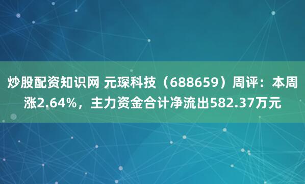 炒股配资知识网 元琛科技（688659）周评：本周涨2.64%，主力资金合计净流出582.37万元