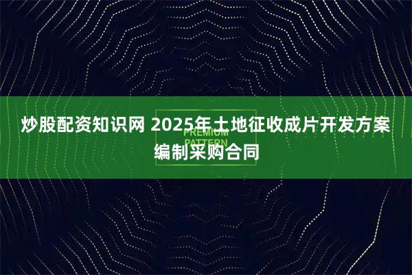 炒股配资知识网 2025年土地征收成片开发方案编制采购合同