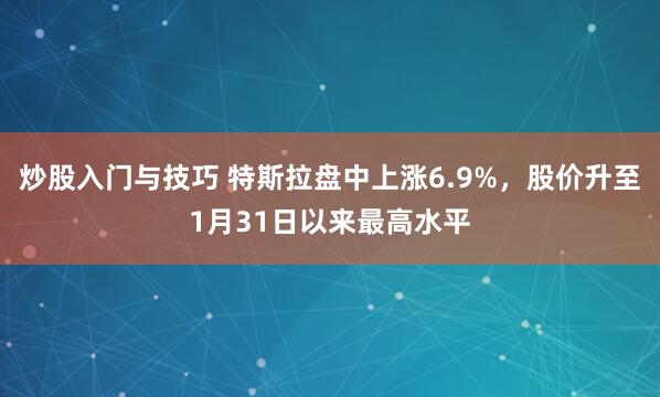 炒股入门与技巧 特斯拉盘中上涨6.9%，股价升至1月31日以来最高水平